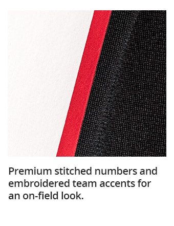 Premium stitched numbers and embroidered team accents for an on-field look.
