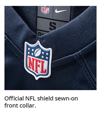 Official NFL shield sewn-on front collar.