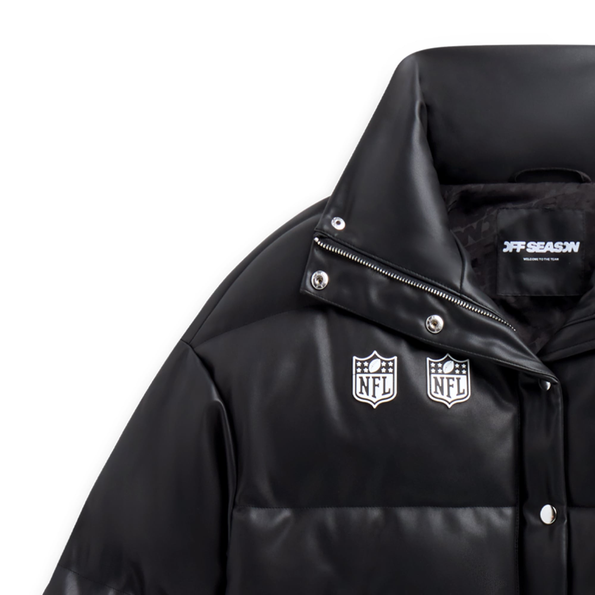 Women's Chicago Bears Off Season x NFL Black Faux Leather Puffer