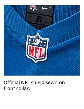 Official NFL shield sewn-on front collar.