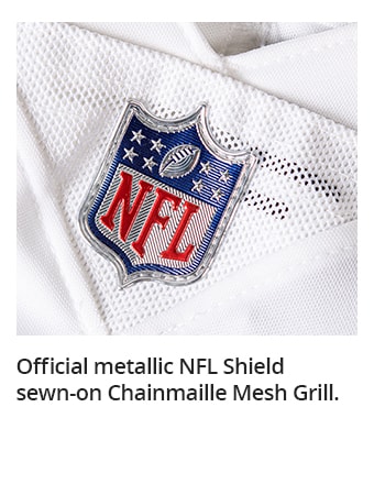 Official metallic NFL Shield sewn-on Chainmaille Mesh Grill.