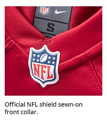 Official NFL shield sewn-on front collar.