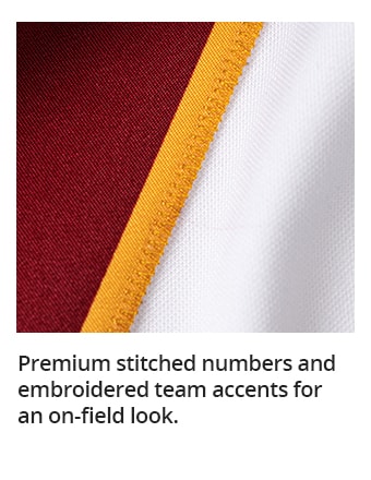 Premium stitched numbers and embroidered team accents for an on-field look.