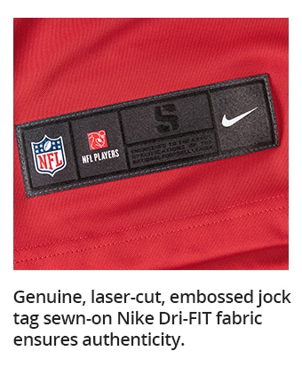 Genuine, laser-cut, embossed jock tag sewn-on Nike Dri-FIT fabric ensures authenticity.