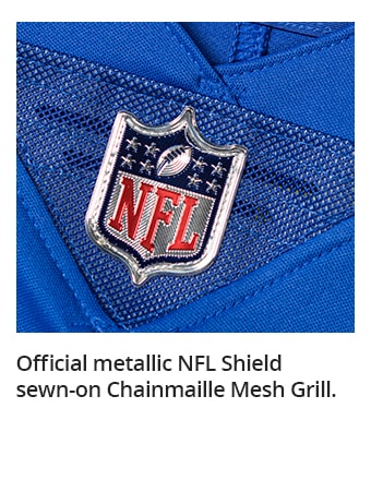 Official metallic NFL Shield sewn-on Chainmaille Mesh Grill.