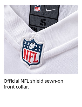 Official NFL shield sewn-on front collar.
