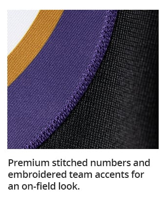 Premium stitched numbers and embroidered team accents for an on-field look.