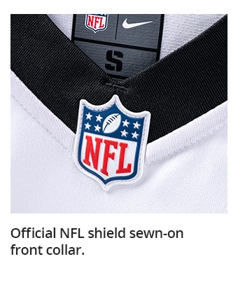 Official NFL shield sewn-on front collar.