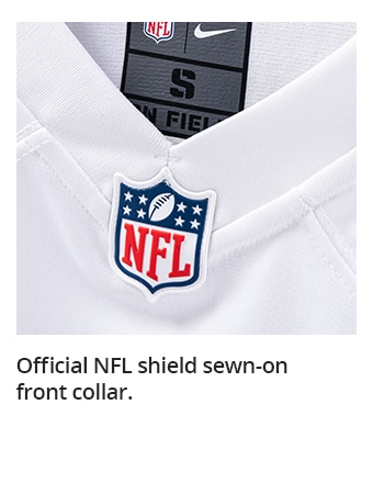 Official NFL shield sewn-on front collar.