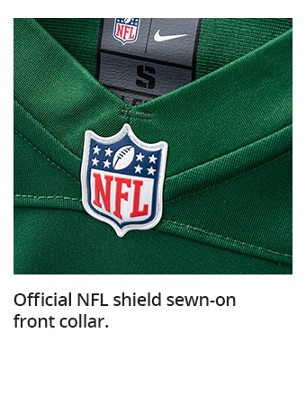 Official NFL shield sewn-on front collar.