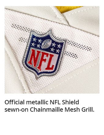 Official metallic NFL Shield sewn-on Chainmaille Mesh Grill.