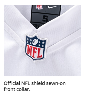 Official NFL shield sewn-on front collar.