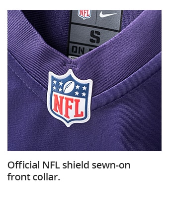 Official NFL shield sewn-on front collar.