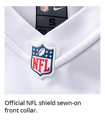 Official NFL shield sewn-on front collar.