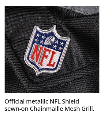 Official metallic NFL Shield sewn-on Chainmaille Mesh Grill.