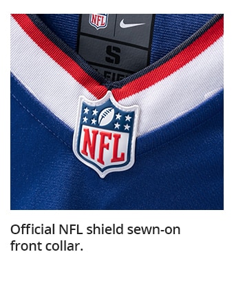 Official NFL shield sewn-on front collar.
