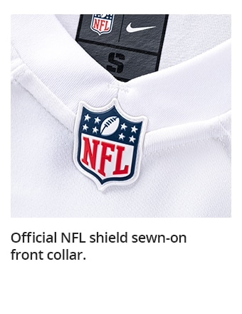 Official NFL shield sewn-on front collar.