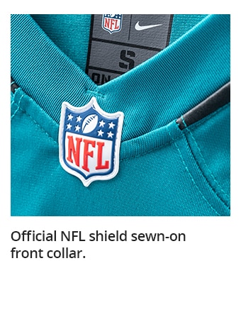 Official NFL shield sewn-on front collar.