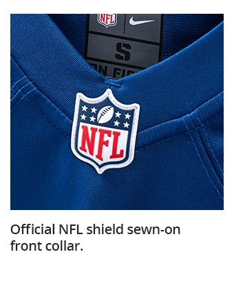 Official NFL shield sewn-on front collar.