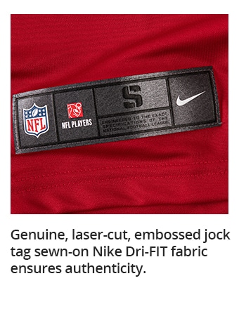 Genuine, laser-cut, embossed jock tag sewn-on Nike Dri-FIT fabric ensures authenticity.