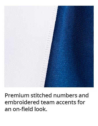 Premium stitched numbers and embroidered team accents for an on-field look.