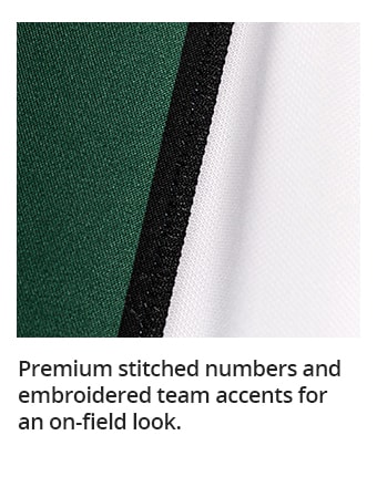 Premium stitched numbers and embroidered team accents for an on-field look.