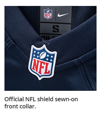 Official NFL shield sewn-on front collar.