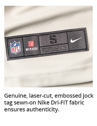Genuine, laser-cut, embossed jock tag sewn-on Nike Dri-FIT fabric ensures authenticity.