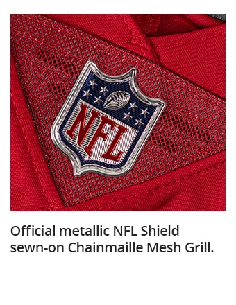 Official metallic NFL Shield sewn-on Chainmaille Mesh Grill.