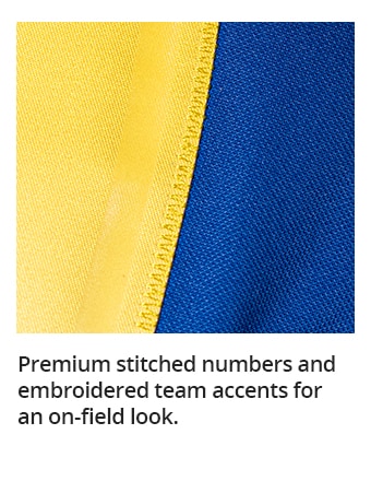 Premium stitched numbers and embroidered team accents for an on-field look.