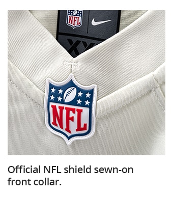 Official NFL shield sewn-on front collar.