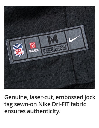 Genuine, laser-cut, embossed jock tag sewn-on Nike Dri-FIT fabric ensures authenticity.