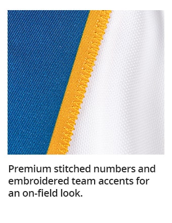 Premium stitched numbers and embroidered team accents for an on-field look.