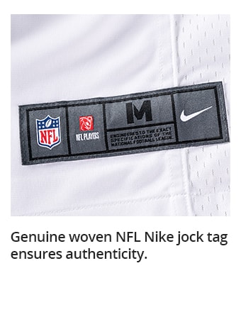 Genuine woven NFL Nike jock tag ensures authenticity.